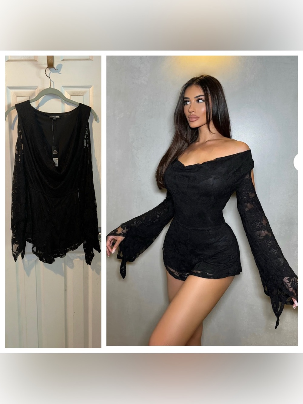 NWT Fashion Nova Dasha Lace Romper Black sz XSmall